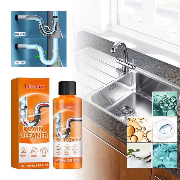 Pipe Unclogger Liquid, Powerful Drain Cleaner for Kitchen Sink and Toilet, Quickly Dissolves Hair and Grease Clogs, Removes Odors, Safe for PVC and Plastic Pipes, 3.4 fl oz