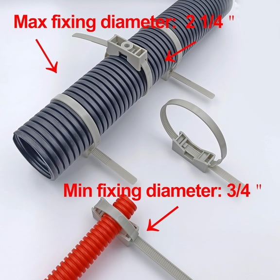 Pipe Wall Bracket with Zip Ties Mount, 11" Saddle Tie,PVC Suspension Hanger,Pipe Clamps,for Plumbing, Electrical Conduit(pack of 50 Pcs)