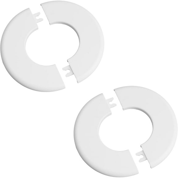 Pipe Wall Covers, 2Pcs Plastic Round Escutcheon Plates Self-Adhesive Pipe Plate Covers Decorative Shower Pipe Covers, Inner Diameter 53mm/2.09inch (White)