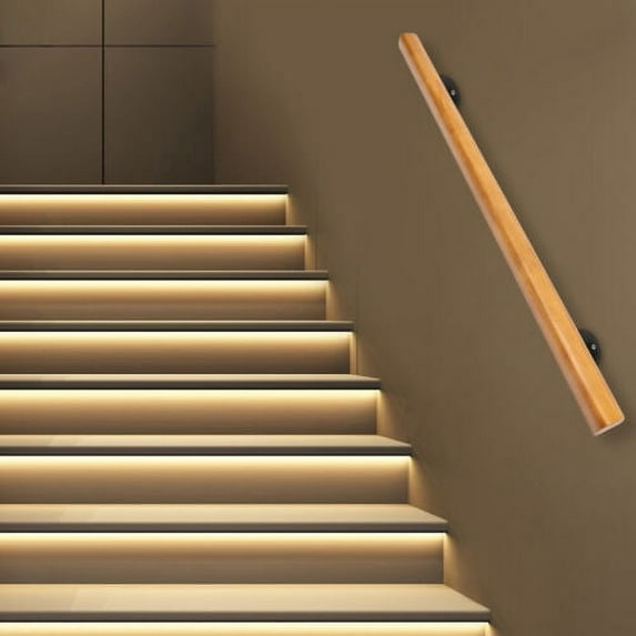 Pipe Wood Handrails for Indoor Stairs: Stair Railing Non-Slip Wood Hand 4FT
