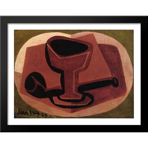 Pipe and Glass 36x28 Large Black Wood Framed Print Art by Juan Gris