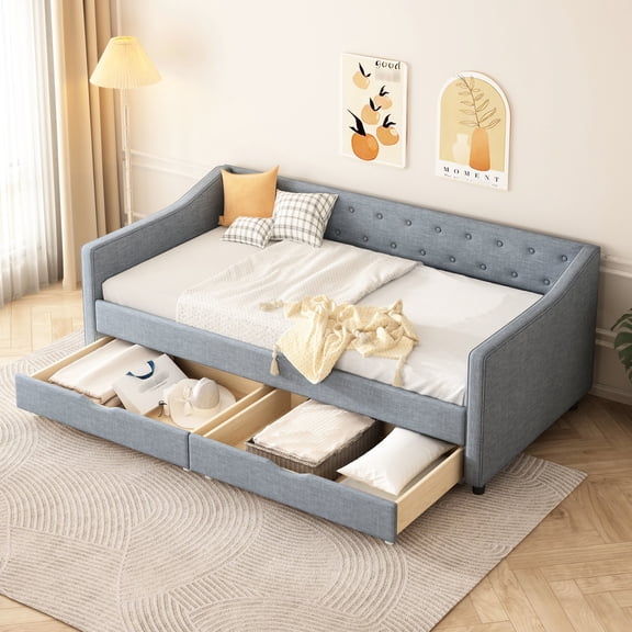 Piped Arms & Button Back Decoration - Twin Sofa Bed for a Charming Bedroom
