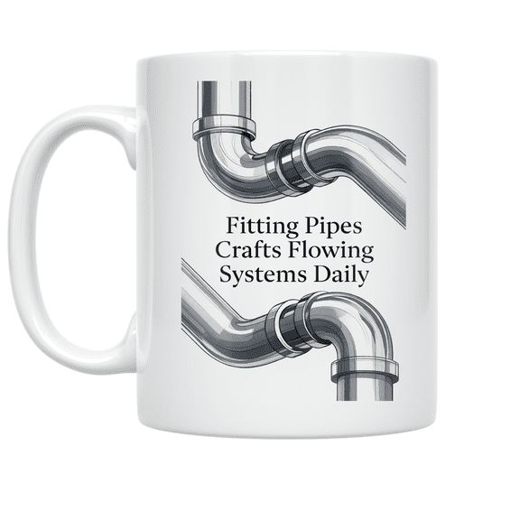 Pipefitting Flowing Line Design - Pipefitting Enthusiast - 11 oz Ceramic Coffee Mug