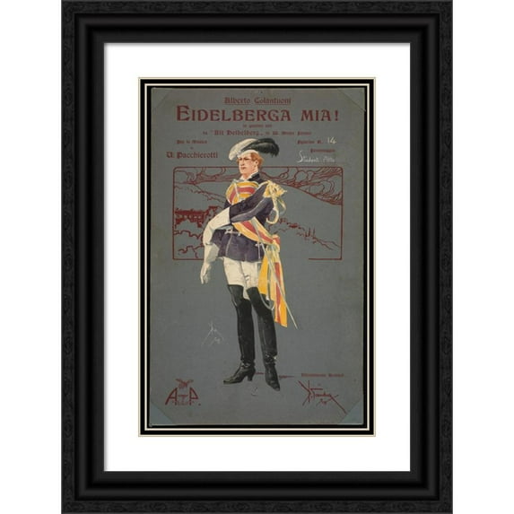Pipein Gamba 11x14 Black Ornate Wood Framed Double Matted Museum Art Print Titled: Students (Act IIi) (1907)