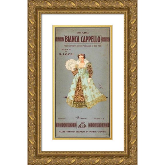Pipein Gamba 11x18 Gold Ornate Wood Frame and Double Matted Museum Art Print Titled - Bianca (1910)
