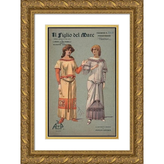 Pipein Gamba 13x18 Gold Ornate Wood Frame and Double Matted Museum Art Print Titled - Textors (1907-1908)