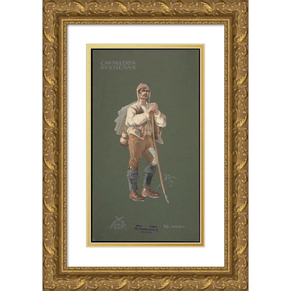 Pipein Gamba 15x24 Gold Ornate Framed and Double Matted Museum Art Print Titled - Peasant (1906)