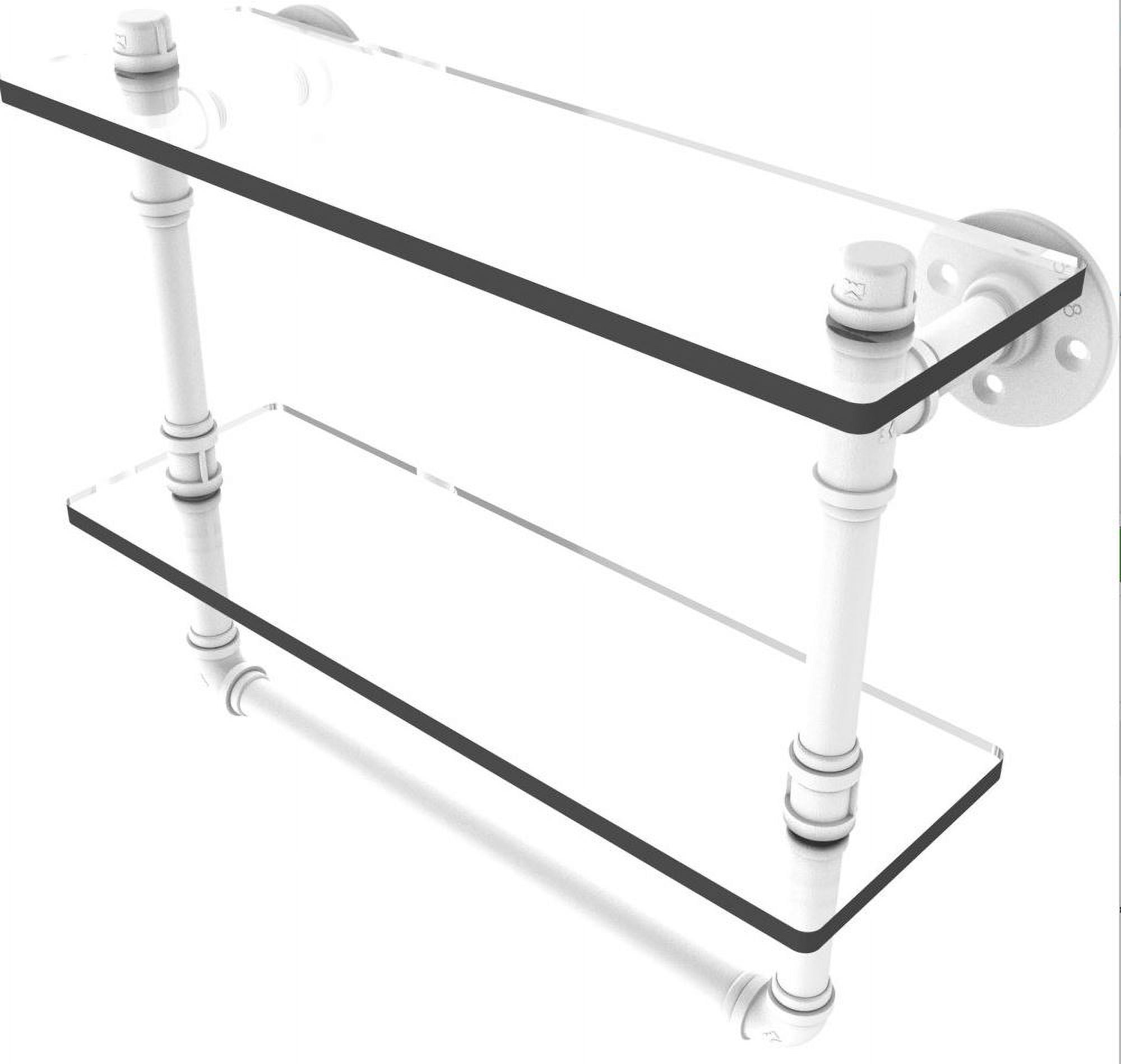 Pipeline Collection 16 Inch Doulbe Glass Shelf with Towel Bar