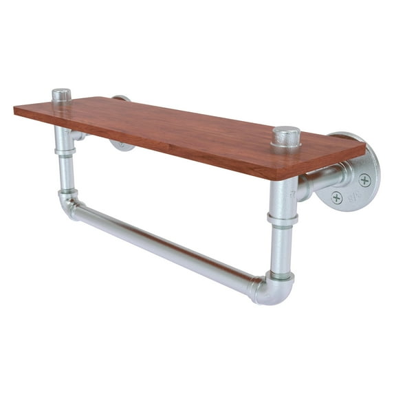 Pipeline Collection 16 Inch Ironwood Shelf with Towel Bar