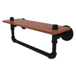 Pipeline Collection 16 in. Double Ironwood Shelf with Towel Bar in Oil Rubbed Bronze Pipeline Collection 16 in. Double Ironwood Shelf with Towel Bar in Oil Rubbed Bronze