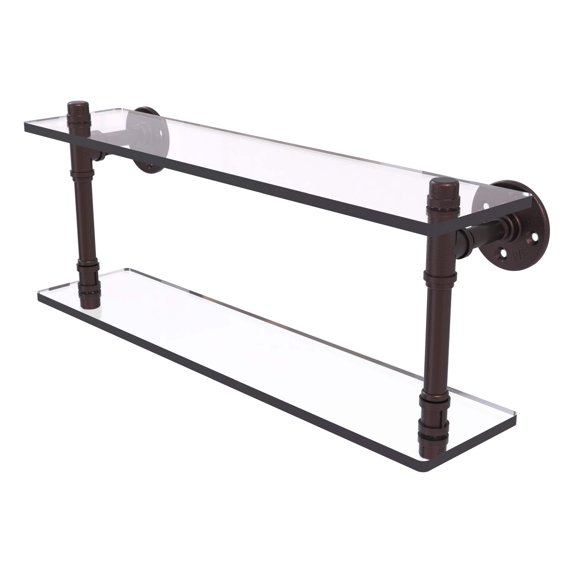 Pipeline Collection 22 Inch Double Glass Shelf