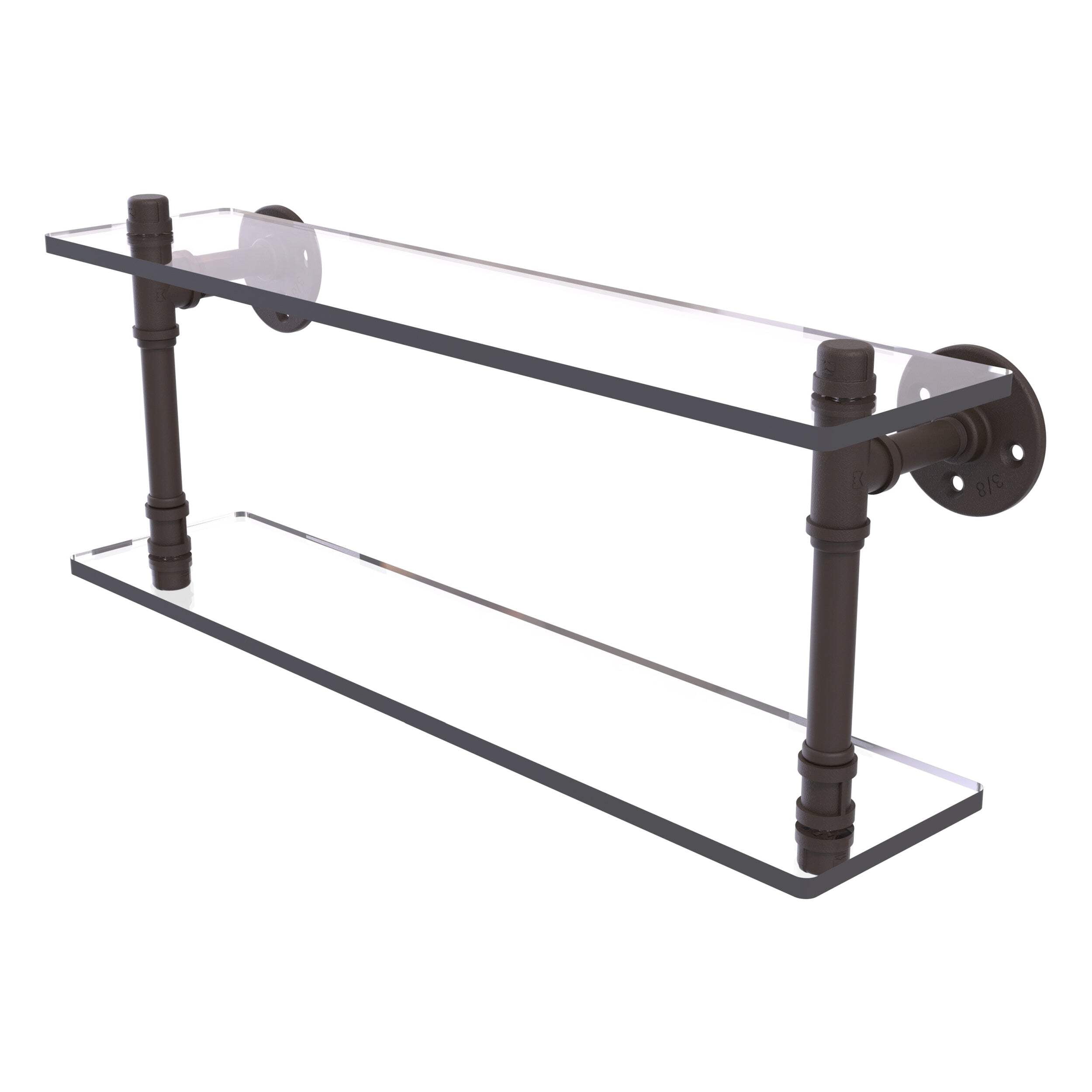 Pipeline Collection 22 in. Glass Shelf in Oil Rubbed Bronze Pipeline Collection 22 in. Glass Shelf in Oil Rubbed Bronze