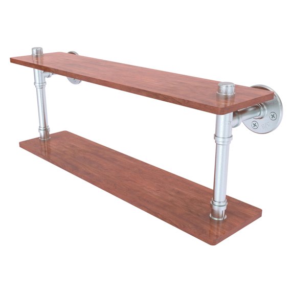 Pipeline Collection 22 Inch Ironwood Double Shelf