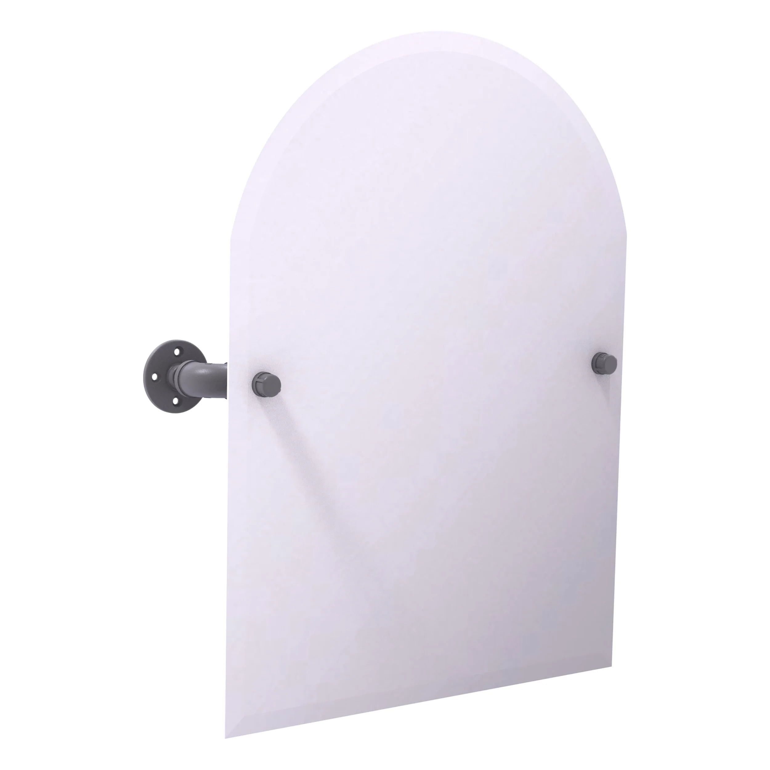 Matte Gray Frameless Arched Tilt Bathroom Mirror