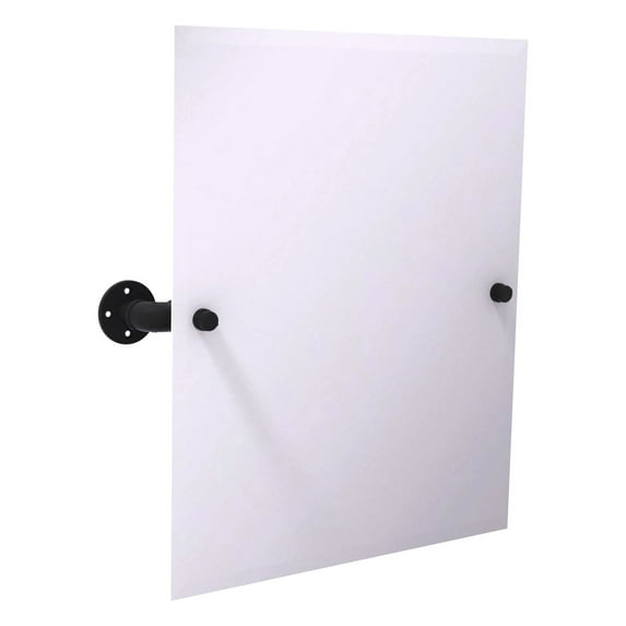 Pipeline Collection Frameless Rectangular Wall Mounted Tilt Mirror in Matte Black