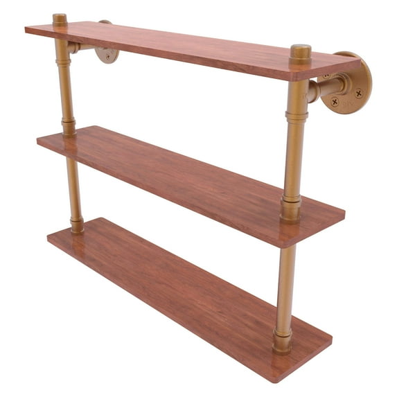 Pipeline Collection Ironwood Triple Shelf - Brushed Bronze / 22 Inch