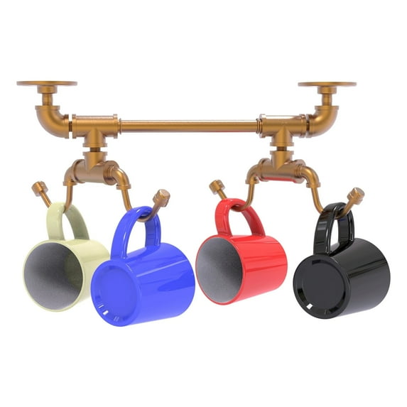 Pipeline Collection Under Cabinet 4 Coffee Mug Rack in Brushed Bronze