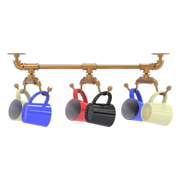 Pipeline Collection Under Cabinet 6 Coffee Mug Rack - Brushed Bronze