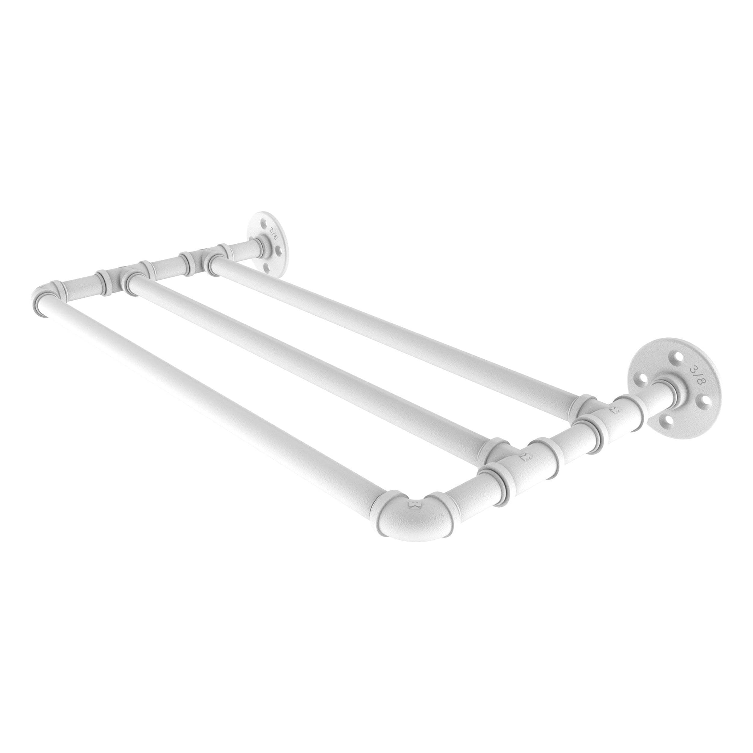 Matte White Industrial Wall Mounted Towel Shelf, 18 Inch