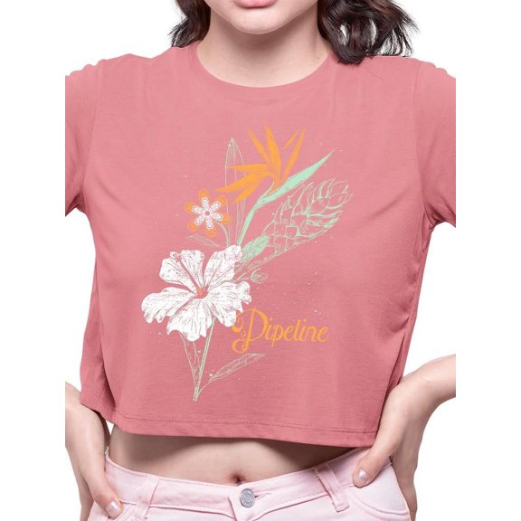 Pipeline Waveflower Floral Graphic Design - Crop Tee Women's