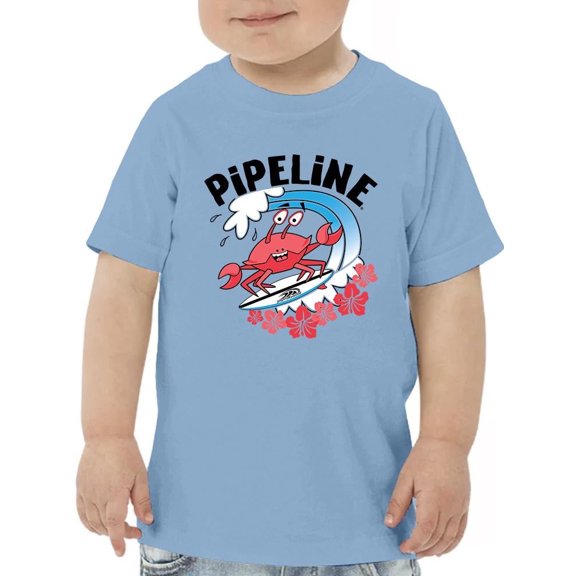 Pipeline Surfing Crab Beach Fun Shirt - Toddler Boy's Beach Graphic Tee