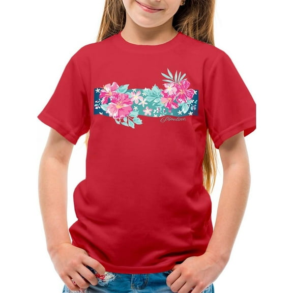 Pipeline Tropical Floral Youth Tee - Youth Girls Beach Tee