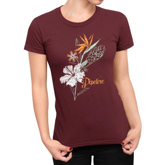 Pipeline Waveflower Floral Themed Graphic Tee - T-shirt Women's