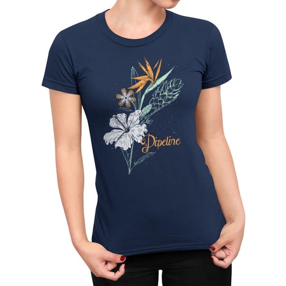 Pipeline Waveflower Floral Themed Graphic Tee - T-shirt Women's