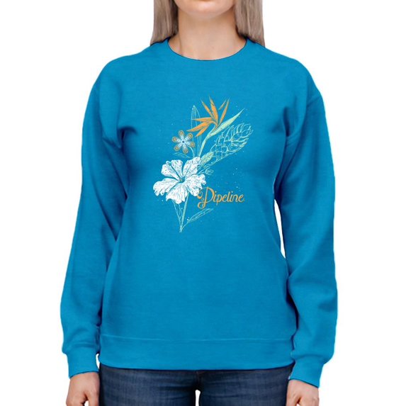 Pipeline Waveflower Floral Themed Graphic Tee - Women's Sweatshirt