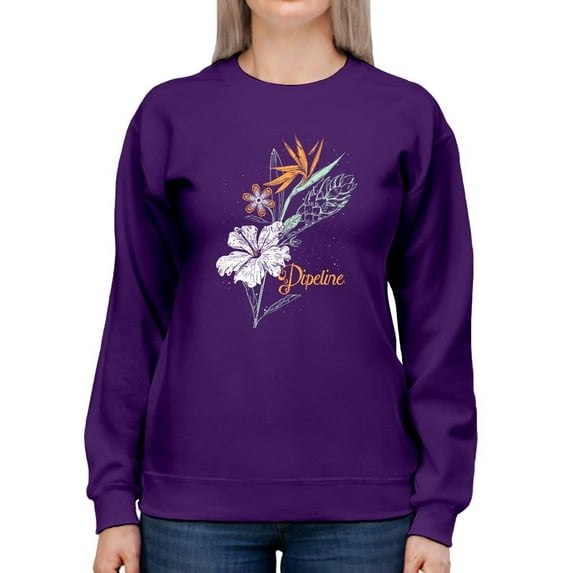 Pipeline Waveflower Floral Themed Graphic Tee - Women's Sweatshirt