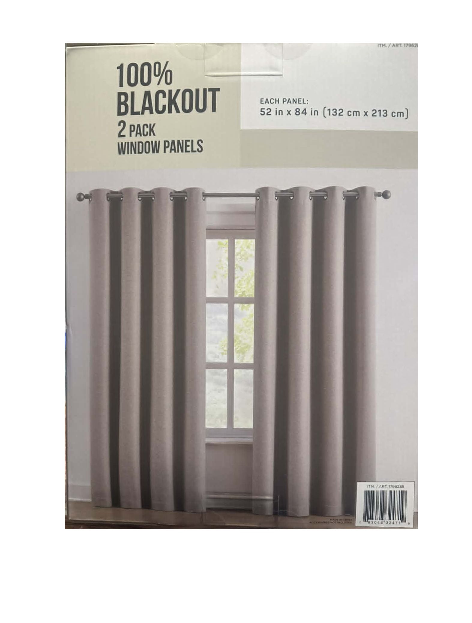 Piper 100% Blackout Curtain 2Pk Each Panel 52 in x 84 in Beige