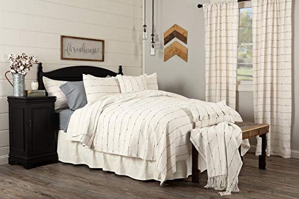 Farmhouse Black Striped Organic Cotton King Bedspread