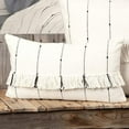 thumbnail image 1 of Piper Classics Farmcloth Stripe Throw Pillow Cover w/ Fringe, 12" x 20", Natural Cream Woven w/ Black, Cotton, 1 of 5