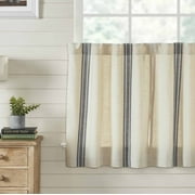 Piper Classics Market Place Gray Grain Sack Stripe 24 Curtain Tiers, Set 2