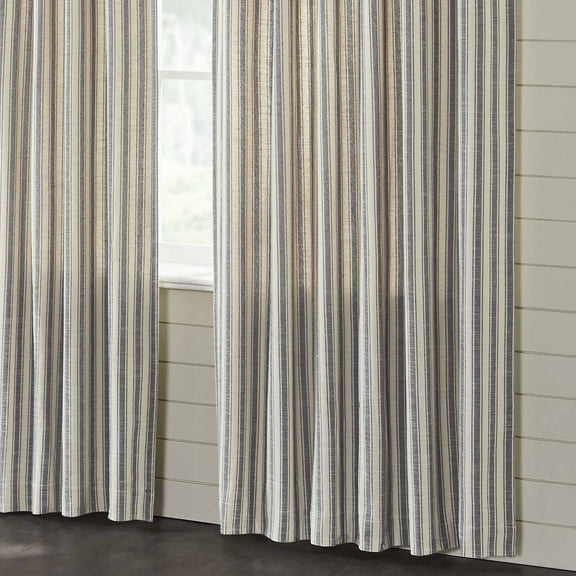 Piper Classics Market Place Gray Ticking Stripe 84" Curtain Panels, Set 2