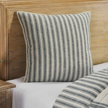 Piper Classics Market Place Gray Ticking Stripe Quilted Euro Sham