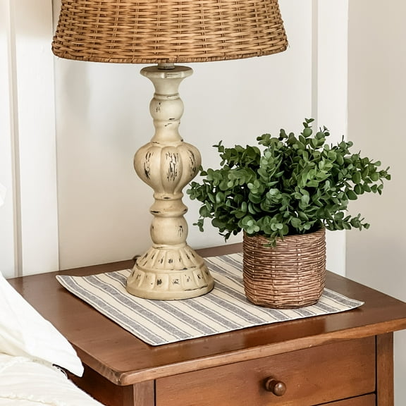 Piper Classics Market Place Gray Ticking Stripe Table Mat, Set/2