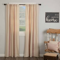 Piper Classics Market Place Red Grain Sack Stripe 84" Curtain Panels, Cotton