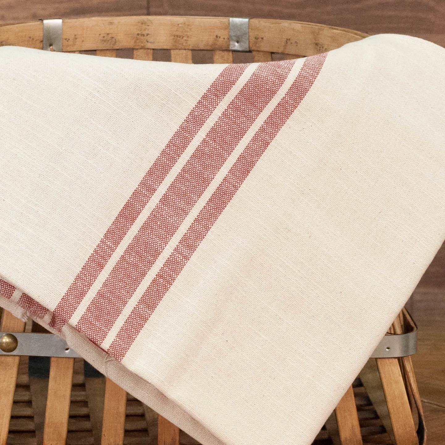 Piper Classics Market Place Red Grain Sack Stripe Bulk Yardage,Three Yards, 108" x 110" Wide