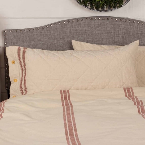 Piper Classics Market Place Red Ticking Stripe King Size Pillow Sham, Cotton