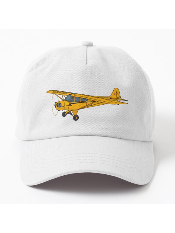 Piper J-3 Cub Airplane Baseball Cap, Aviation Graphic Design