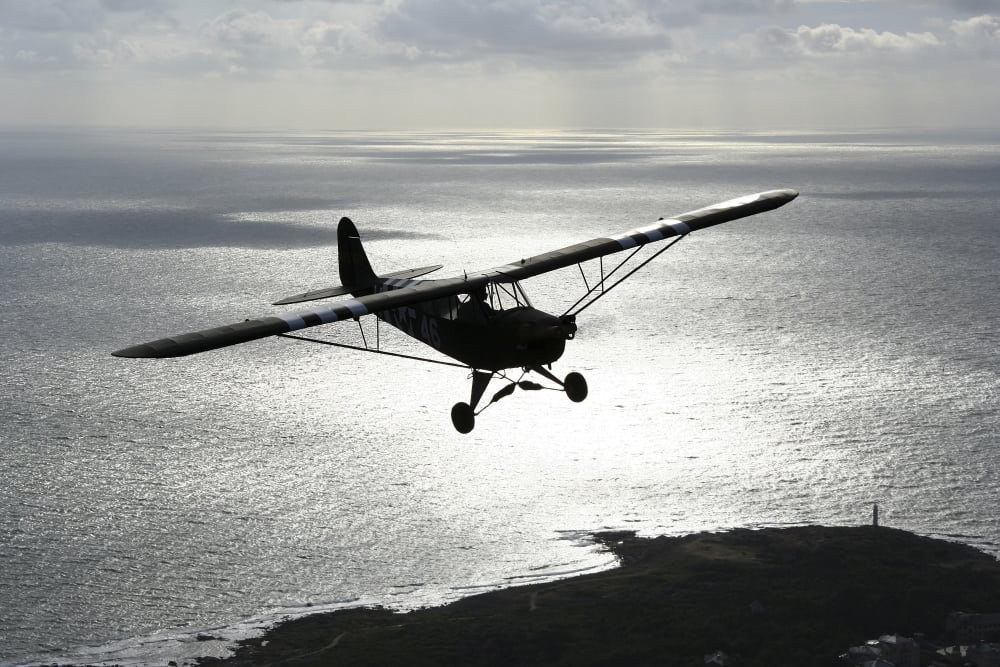 Piper L-4 Cub in US Army D-Day colors Canvas Art - Daniel KarlssonStocktrek Images (35 x 24)