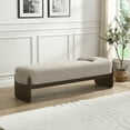 thumbnail image 1 of Piper Modern Upholstered Ottoman, Rectangular Bench with Solid Wood Legs, Beige, 1 of 8