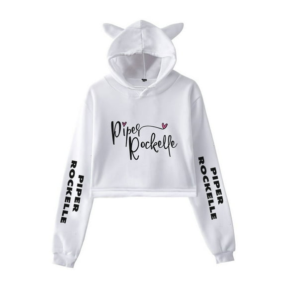 Piper Rockelle Hoodie Sweatshirt for Girls Cat Ear Crop Top Singer Women Casual Streetwear