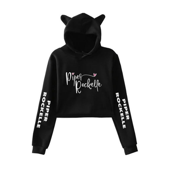 Piper Rockelle Hoodie Sweatshirt for Girls Cat Ear Crop Top Singer Women Casual Streetwear