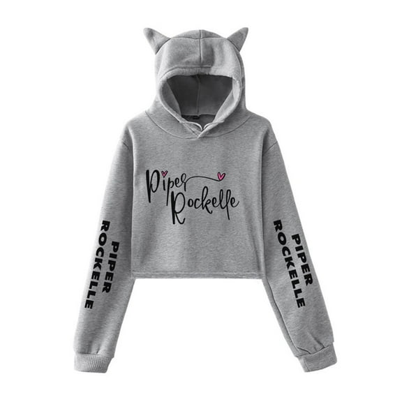 Piper Rockelle Hoodie Sweatshirt for Girls Cat Ear Crop Top Singer Women Casual Streetwear