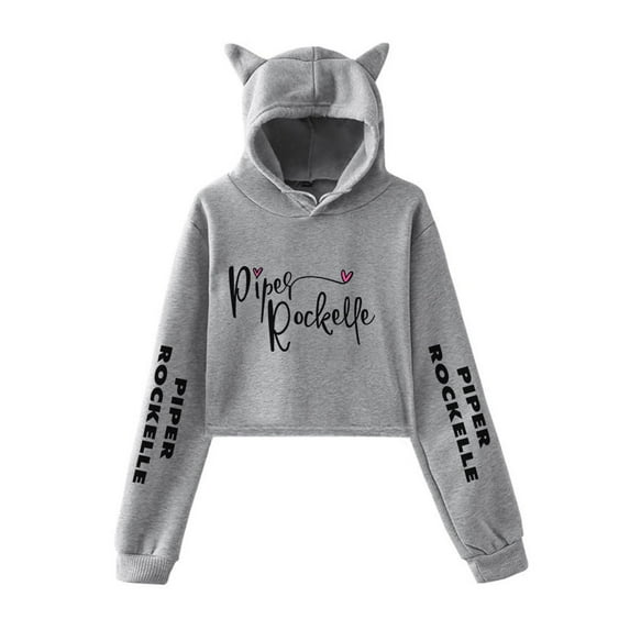Piper Rockelle Hoodie Sweatshirt for Girls Cat Ear Crop Top Singer Women Casual Streetwear