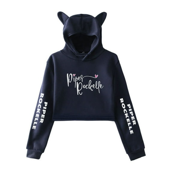 Piper Rockelle Hoodie Sweatshirt for Girls Cat Ear Crop Top Singer Women Casual Streetwear