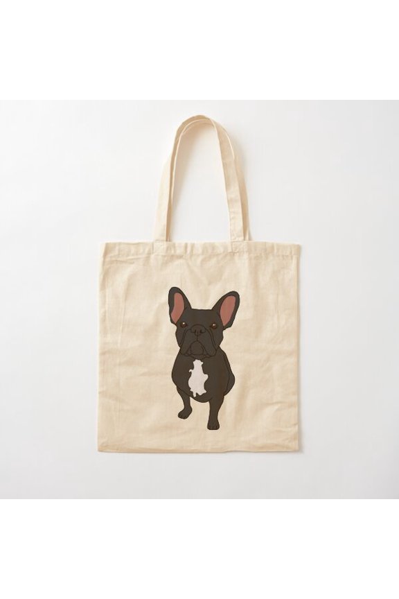 Piper The Frenchie Canvas Tote Bags, Reusable Shopping Bag