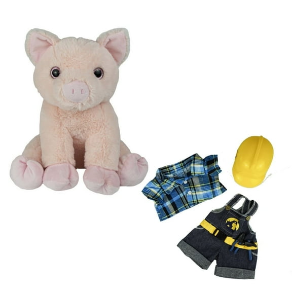 Piper the Pig 16" Stuffed Animal Dressed as Construction Worker with HardHat Soft Plush Toy for Kids & Toddlers